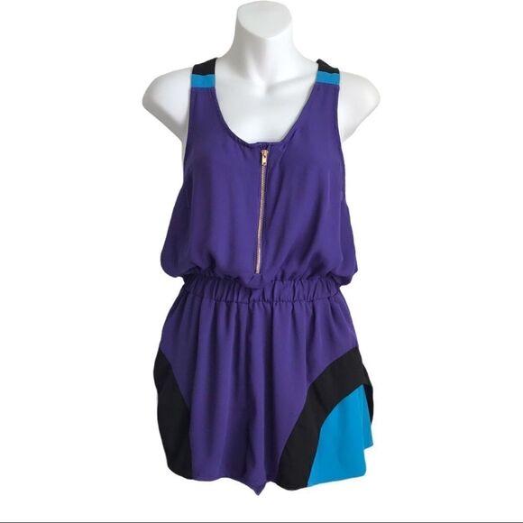 Nicki Minaj Color Block Romper Small Blue Purple - Picture 14 of 14